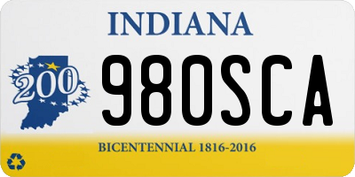 IN license plate 980SCA