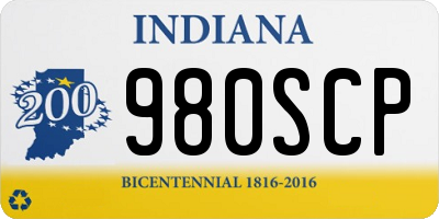 IN license plate 980SCP