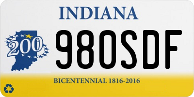 IN license plate 980SDF