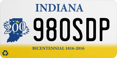 IN license plate 980SDP