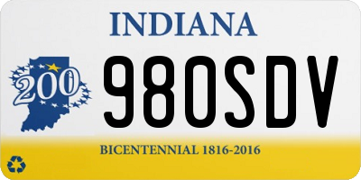 IN license plate 980SDV