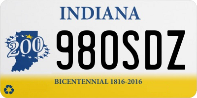 IN license plate 980SDZ