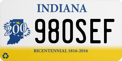 IN license plate 980SEF