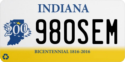 IN license plate 980SEM