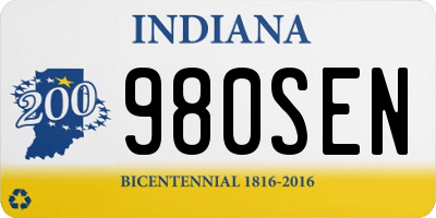 IN license plate 980SEN