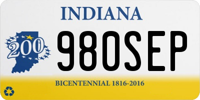 IN license plate 980SEP