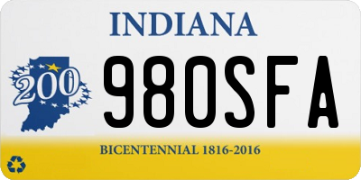 IN license plate 980SFA