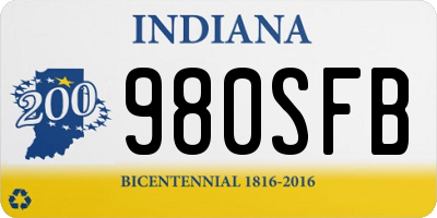 IN license plate 980SFB