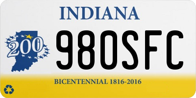 IN license plate 980SFC