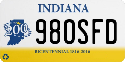 IN license plate 980SFD