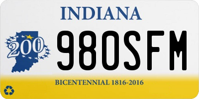 IN license plate 980SFM