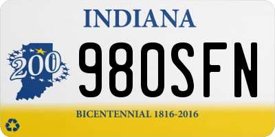 IN license plate 980SFN