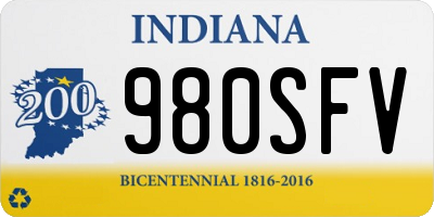 IN license plate 980SFV