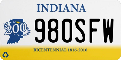 IN license plate 980SFW