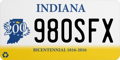 IN license plate 980SFX