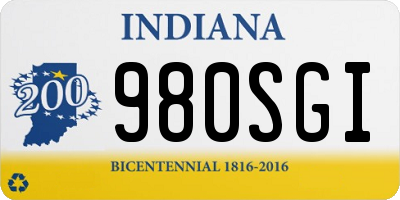 IN license plate 980SGI