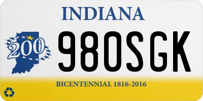 IN license plate 980SGK