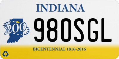 IN license plate 980SGL
