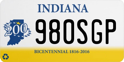 IN license plate 980SGP