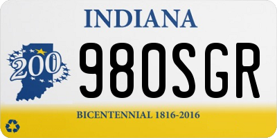IN license plate 980SGR