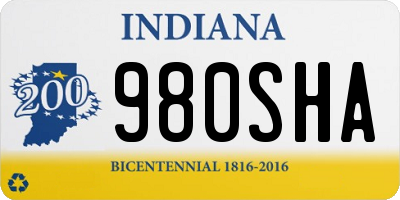 IN license plate 980SHA