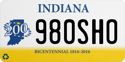 IN license plate 980SHO