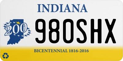 IN license plate 980SHX