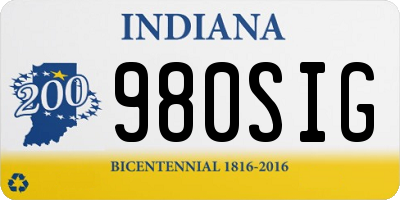 IN license plate 980SIG