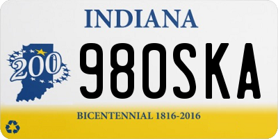 IN license plate 980SKA