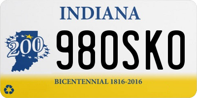 IN license plate 980SKO