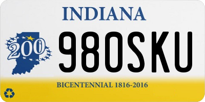 IN license plate 980SKU