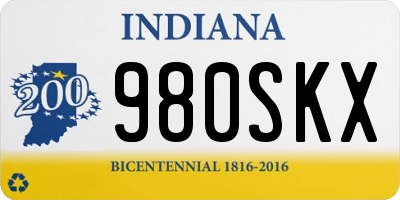 IN license plate 980SKX