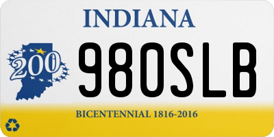 IN license plate 980SLB
