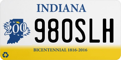 IN license plate 980SLH