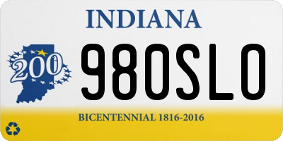 IN license plate 980SLO