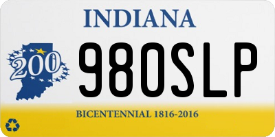 IN license plate 980SLP