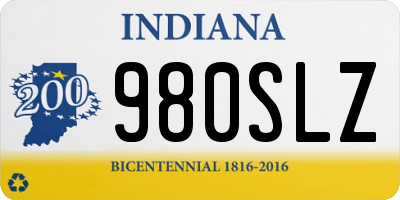 IN license plate 980SLZ