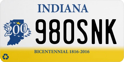 IN license plate 980SNK