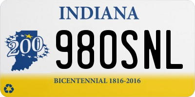IN license plate 980SNL