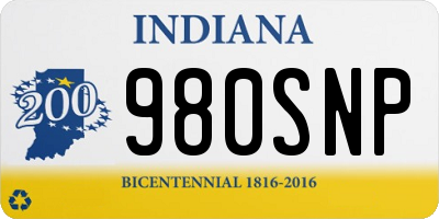 IN license plate 980SNP