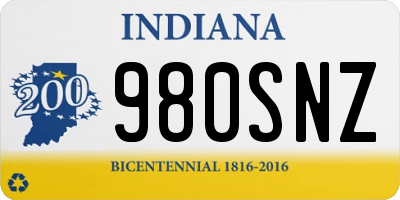 IN license plate 980SNZ