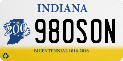 IN license plate 980SON