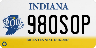 IN license plate 980SOP