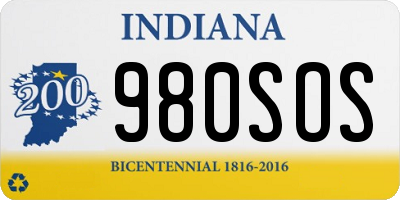 IN license plate 980SOS