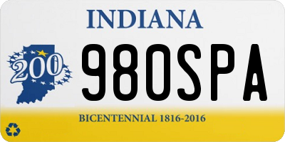 IN license plate 980SPA