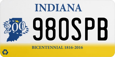 IN license plate 980SPB