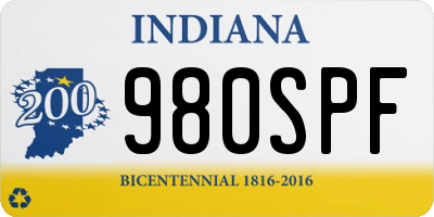 IN license plate 980SPF