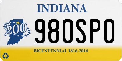 IN license plate 980SPO