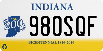 IN license plate 980SQF