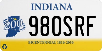 IN license plate 980SRF
